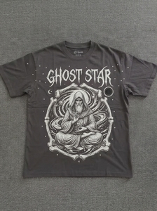 T-shirt in <span class=keywords><strong>cotone</strong></span> ring-spun pesante con stampa astratta a fiamma, oversize, stile Y2K, unisex, per tutti i giorni - Product Image 4