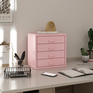 Boîte de rangement pour livres en métal pour <span class=keywords><strong>bureau</strong></span> à domicile, avec <span class=keywords><strong>3</strong></span> <span class=keywords><strong>tiroirs</strong></span>, design démontable, rose - Product Image 3