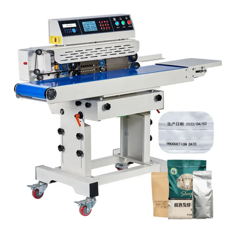 Tepps 280ap Intelligente Doorlopende Plastic Zak Voedselverpakking Band Sealer Datum Code Afdrukken Warmte Afdichting Machines