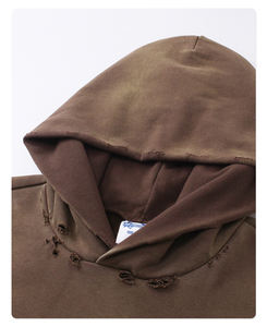 ชุดวอร์มฟอกสีวินเทจใส่ได้ทั้งชายและหญิงชุดเสื้อฮู้ดและกางเกงผ้าฝ้าย100% โอเวอร์ไซส์ปักลายตัวอักษรสำหรับฤดูใบไม้ร่วง - Product Image 6