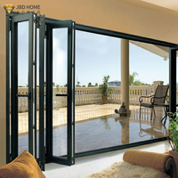 Portes pliantes en aluminium de luxe avec panneaux de verre double vitrage, résistantes au vent, noires, pour patios de maisons