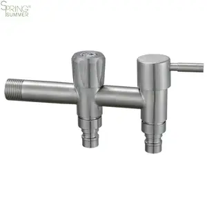 Design moderne 1/2 <span class=keywords><strong>Robinet</strong></span> d'eau de jardin à <span class=keywords><strong>double</strong></span> poignée en acier inoxydable Robinets d'extérieur pour printemps été pour machine à laver et bassin - Product Image 1