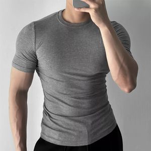 OEM venta al por mayor ropa deportiva ajustada algodón camiseta compresión músculo Slim Fit camiseta gimnasio hombres - Product Image 3