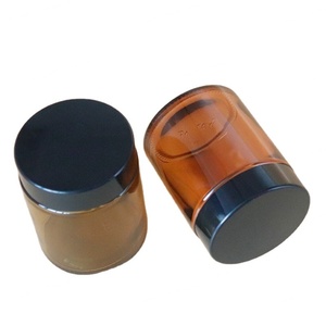 100ml Transparent Cosmetics Container Amber Brown <b>Glass</b> <b>Jars</b> with Black Plastic <b>Lids</b> - Product Image 4