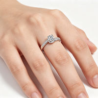 Bague en Moissanite Certifiée GRA, Plaqué Platine sur Laiton, 0.5CT D VVS, Bague de Fiançailles et de Mariage Ronde en Moissanite pour Femme, Bijoux