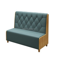 Banquette en bois rembourrée en cuir matelassé résistant à l'humidité, table à dîner en bois, cloison de séparation, mobilier pour restaurant de thé