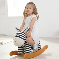 Chaise à bascule en bois massif pour bébé, en toile et contreplaqué, avec jouet en peluche rayé zèbre âne, cheval à bascule en bois adorable