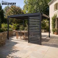Pergola bioclimatique motorisée en aluminium 4x4 avec toit à lames orientables, étanche, pour terrasse extérieure, gazebo, pavillon en aluminium