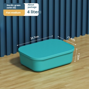 Contenedores de almacenamiento de plástico PP de diseño moderno con asa Cajas de almacenamiento de escritorio Cubby Factory Venta al por mayor Apilable empacable con tapa - Product Image 2