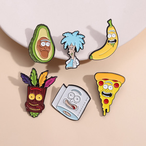 Promotion mignon créatif Mini banane Pizza avocat <span class=keywords><strong>papier</strong></span> toilette broche dessin animé modèle métal alliage émail pour épinglette métal - Product Image 2