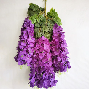 Bouquet de fleurs artificielles de glycine bleues en plastique et soie pour décoration intérieure, mariage, extérieur, plantes suspendues - Product Image 3