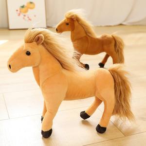 Regalo di compleanno per bambini di natale realistico vendita calda morbida imbottita 32cm in piedi bianco marrone nero peluche giocattoli di cavallo - Product Image 4