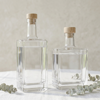 Botol Minuman Keras Kaca Persegi Kosong 100ml 375ml 500ml Persegi Panjang Semprot Warna Abu-abu Cetak Logo Botol Vodka Gin Rum Kemasan