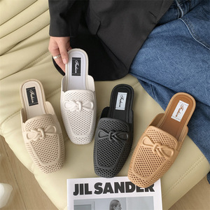 Mezza <span class=keywords><strong>ciabatte</strong></span> <span class=keywords><strong>donna</strong></span> nuova moda estate sandali piatti Casual <span class=keywords><strong>da</strong></span> esterno a punta chiusa con stile alla moda Bowknot - Product Image 2
