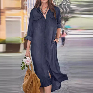 Saia Longa Jeans Popular com Gola de Blusa Casual - Nova Coleção - Product Image 3