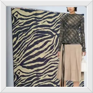 Eco-friendly New Design Animal Digital Printing Knitted fabric Abstract Zebra Print 20D Fabrics stretch brown