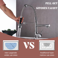 Robinet de cuisine moderne en laiton à poignée unique, avec douchette extractible à ressort, 2 modes de pulvérisation, pour évier à trou unique