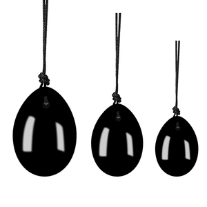 Huevos de jade yoni negros, set de huevos de obsidiana yoni con cuerda y caja de regalo - Product Image 1