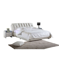 Ensemble de meubles de chambre à coucher de style européen italien, lits en bois de luxe modernes de taille king, designs de lits doubles en bois et en cuir, lit moelleux