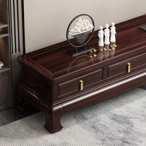 Mueble de TV y mesa de centro de madera maciza de ébano, estilo chino moderno, conjunto de almacenamiento para sala de estar. - Product Image 3