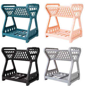Plastic PP Multifunction Standing Type Double Layer <b>Dish</b> <b>Rack</b> Drainer Organizer Sink <b>Dish</b> Bowl Drain <b>Rack</b> Utensil Holder Storage - Product Image 1