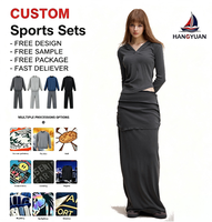 Ensemble décontracté OOTD pour femme : Haut court sexy style fille, col en V, en tissu côtelé long, avec impression personnalisée