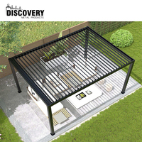 Pergola de jardin moderne en alliage d'aluminium avec toit rigide, système de commande à distance intelligent et élégant, auvent de pergola