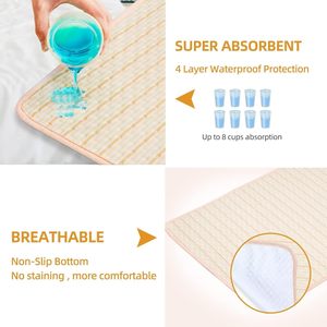 Almohadilla impermeable para <span class=keywords><strong>cama</strong></span>, Protector <span class=keywords><strong>de</strong></span> colchón, reutilizable, antideslizante y duradero, 3 capas protectoras, ultraabsorbentes, <span class=keywords><strong>pañales</strong></span> <span class=keywords><strong>de</strong></span> bebé - Product Image 5