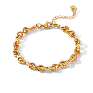 Pulsera de Cadena Infinita Geométrica Minimalista al por Mayor, de Acero Inoxidable Pulido, Antidesvanecimiento, Accesorios de Uso Diario para Damas - Product Image 6