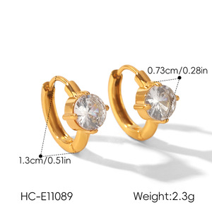 Pendientes de Aro de Acero Inoxidable con Circonita de Cristal, Antideslustre, para Uso Diario - Product Image 6