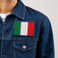 Patch thermocollant 3D personnalisé brodé drapeau italien cœur fleur haute densité pour combinaisons