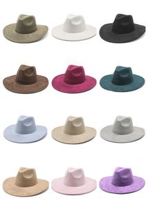 인기 판매 폴리에스터 비건 스웨이드 페도라 모자, 패션 남녀공용 행사용 와이드 브림 스웨이드 페도라 - Product Image 3