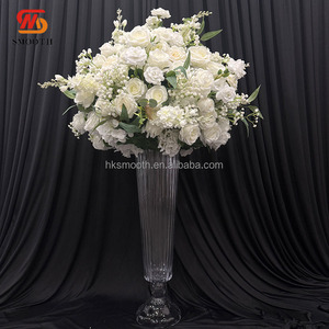 Vase à fleurs en verre haut de 77 cm, motif ondulé, centre de table pour mariage, vase en verre pour mariage - Product Image 3