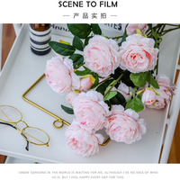 Fabricant de fleurs artificielles, vente directe, pivoine à trois têtes européenne, fleurs artificielles pour la décoration de la maison et des mariages