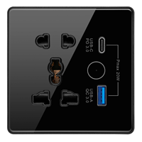 Prise intelligente WiFi UEMON pour maison connectée, prise universelle UK 13A A+C avec écran tactile et commande vocale, cadre en verre et plastique 2.5D