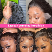 Perruques Lace Front Abordables en Cheveux Humains Brésiliens, Courtes Bob, Afro Kinky Curly, avec Dentelle Frontale HD pour Femmes Noires