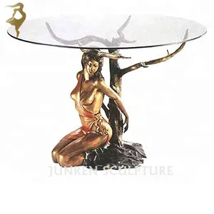 Metal craft wholesale customized casting woman bronze sculpture coffee table