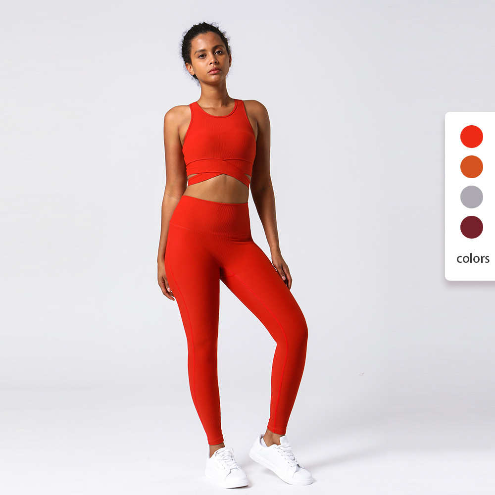 Ready to Ship Athletic Wear Workout Clothing Women Gym Activewear Fitness Sets 2 Piece Sports Bra High Waist Leggings Yoga Set