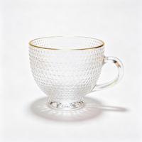 Tasse à café en cristal sans plomb Raymond, faite à la main, style rétro, avec anse et texture bulle, pour la maison, le café et la salle à manger