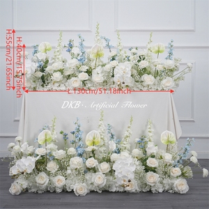 DKB Camino de Mesa de Rosas Artificiales de Seda Personalizado, Decoración Floral Blanca para Bodas - Product Image 3