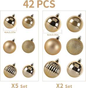 Hot Selling Gold <b>Christmas</b> Balls Customizable 6cm Gold PVC <b>Christmas</b> Ball UV Printed Decorative Ornaments in <b>Box</b> Gift <b>Box</b> - Product Image 2