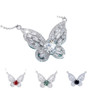 Collar de Plata S925 con Moissanita, Cadena para Clavícula con Colgante de Mariposa, Bañado en Rodio, Certificado GRA, Calidad Premium para Mujer - Product Image 4