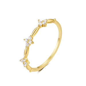 Bague de mariage ROXI en argent sterling 925 plaqué or 18 carats avec zircon en forme de nœud floral marquise pour femme - Product Image 2
