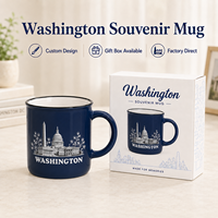 Mug à café en céramique souvenir de Washington (États-Unis) avec motif du Monument du Capitole, pour tasses en céramique avec boîte, personnalisable OEM ODM, vente en gros
