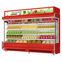 Vitrine réfrigérée pour boissons, porte en verre à température unique, rideau de vent, présentoir de supermarché, réfrigérateur vertical, 3 niveaux