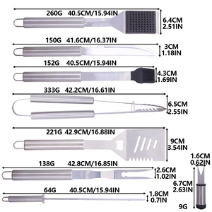 Homeyee afskewers paslanmaz çelik 6-Piece şiş ve maşa ile barbekü araç seti isıya dayanıklı kolayca temizlenmiş açık barbekü aksesuarları - Product Image 3
