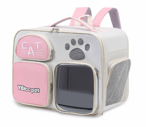 <b>Pet</b> Cat Backpack <b>Carrier</b> Oxford Material Breathable Zipper Closure for Cats Gray and Orange Color - Product Image 3