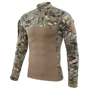 Chemise tactique de combat pour hommes 1/4 Zip manches longues BDU Stretch Slim Fit Shirts Camo <span class=keywords><strong>EDC</strong></span> T Shirt avec poches Quick Dry - Product Image 1