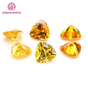 Yingma potongan mesin hi-q 4*4mm-10*10mm penjualan terlaris batu permata buatan warna kuning longgar batu cz triliun bentuk kubik zirkonia