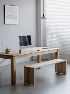 Mesa de Comedor y Mesa de Trabajo de Estilo Japonés, Minimalista, de Madera de Fresno con Mosaico de Troncos - Product Image 2